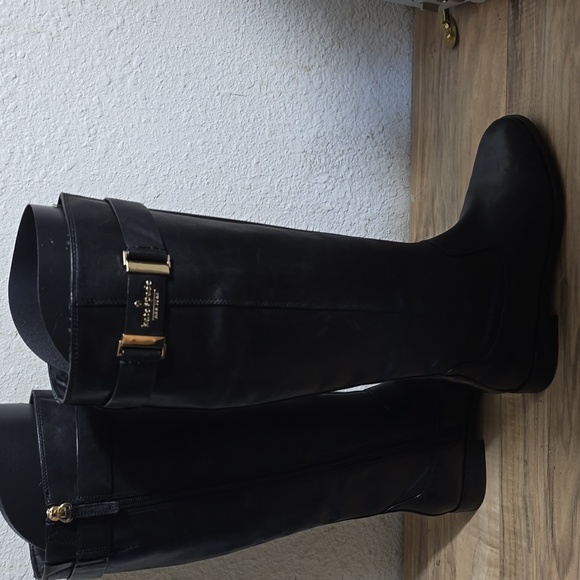 New condition! kate Spade New Pork Ronnie Riding Boot Black Leather Size 5.5 M - Picture 4 of 7